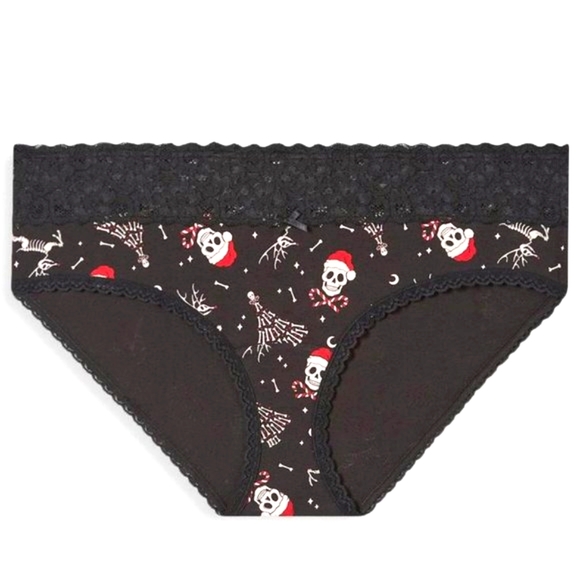 ❤️NWT VINTAGE TORRID PANTY - BONES SKULL SANTA HAT CHRISTMAS - HIPSTER PLUS SIZE - Picture 7 of 9